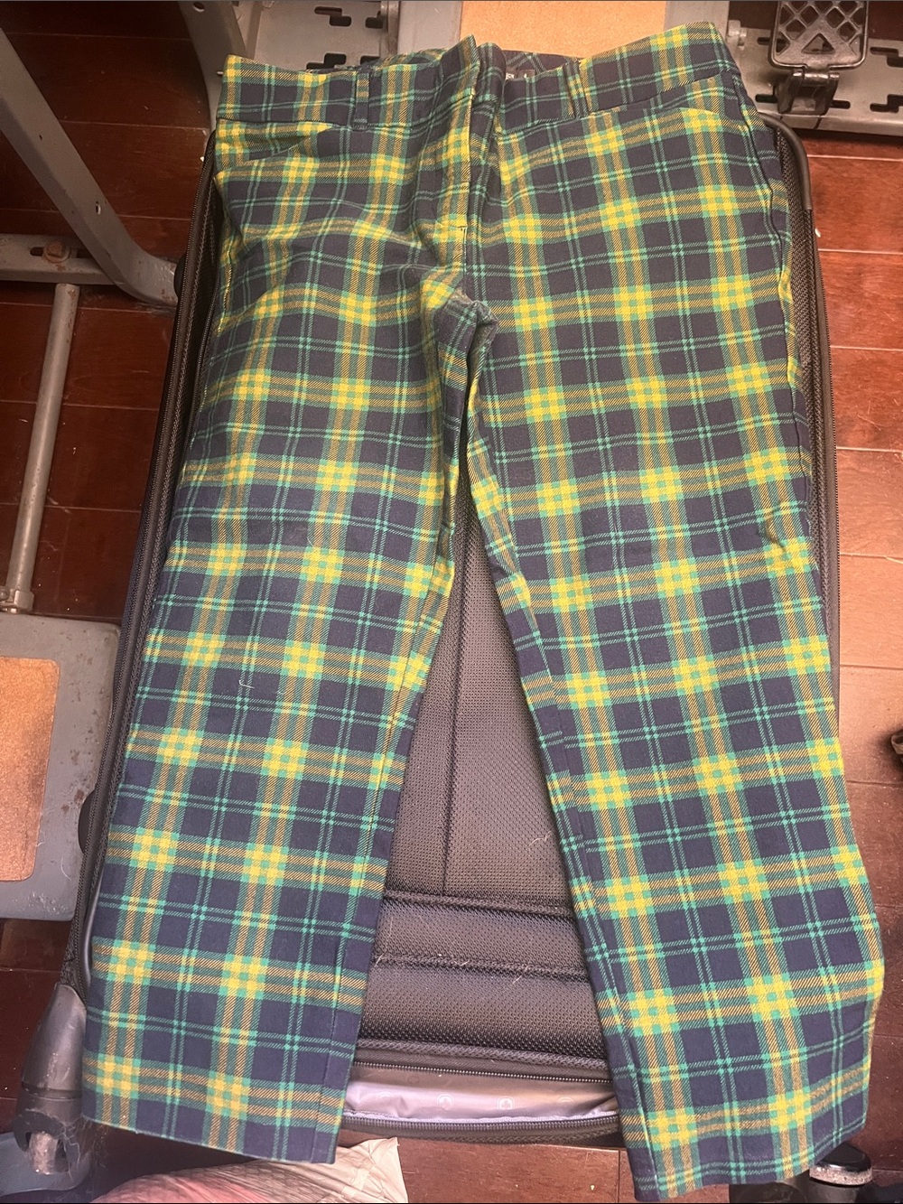 Avenue Green & Navy Plaid pants